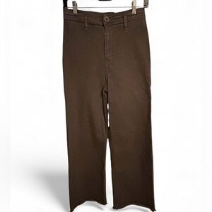 Letter To Juliet Brown Wide Leg Jeans with Distressed Hem